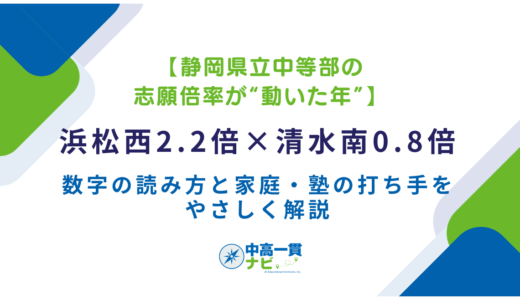 【静岡県立中等部の志願倍率が“動いた年”】【浜松西2.2倍×清水南0.8倍】数字の読み方と、家庭・塾の打ち手をやさしく解説